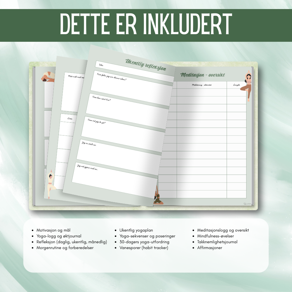 Yoga-dagbok - for yoga, meditasjon og velvære (PDF)