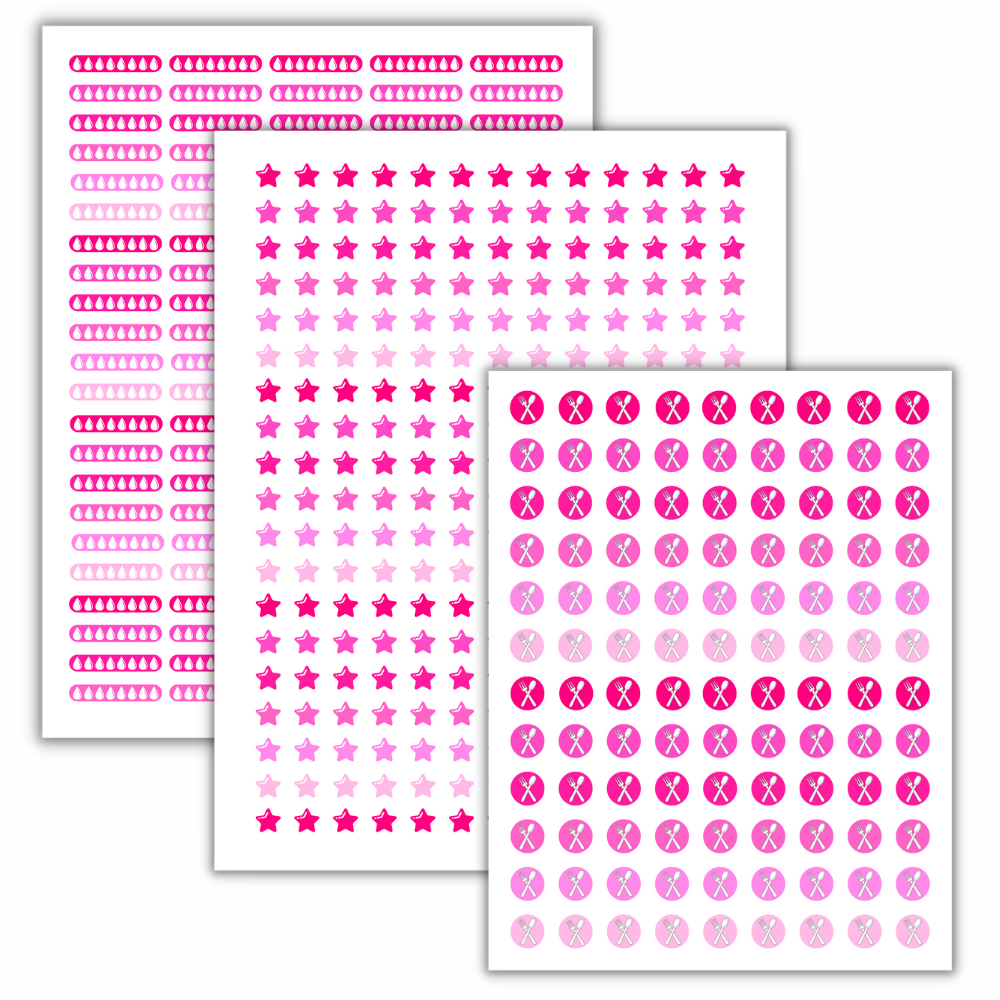 Rosa Klistremerker for Planleggere – 16-siders PDF til Utskrift