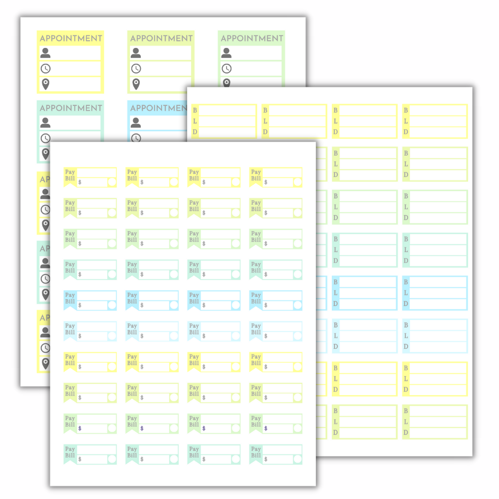 Klistremerker – Gule | Utskrivbare Planner Stickers (PDF)