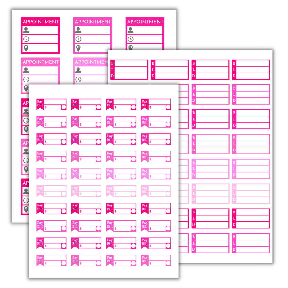 Rosa Klistremerker for Planleggere – 16-siders PDF til Utskrift