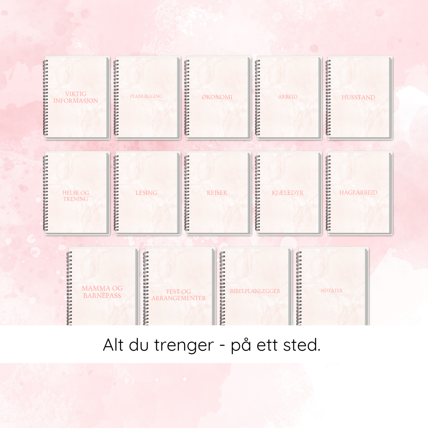 Alt-i-ett planlegger – rosa – 143 sider | Organiser livet ditt enkelt