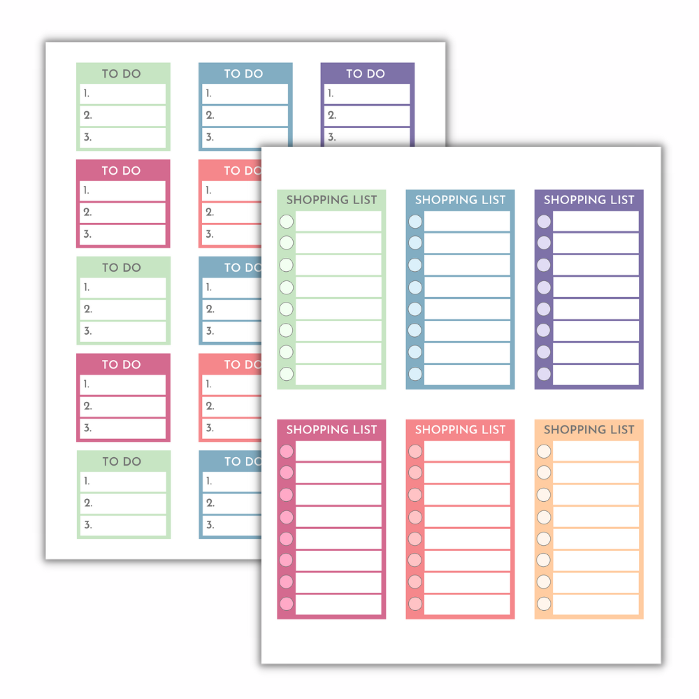 Klistremerker i Farger for Planleggere – 16-siders PDF til Utskrift