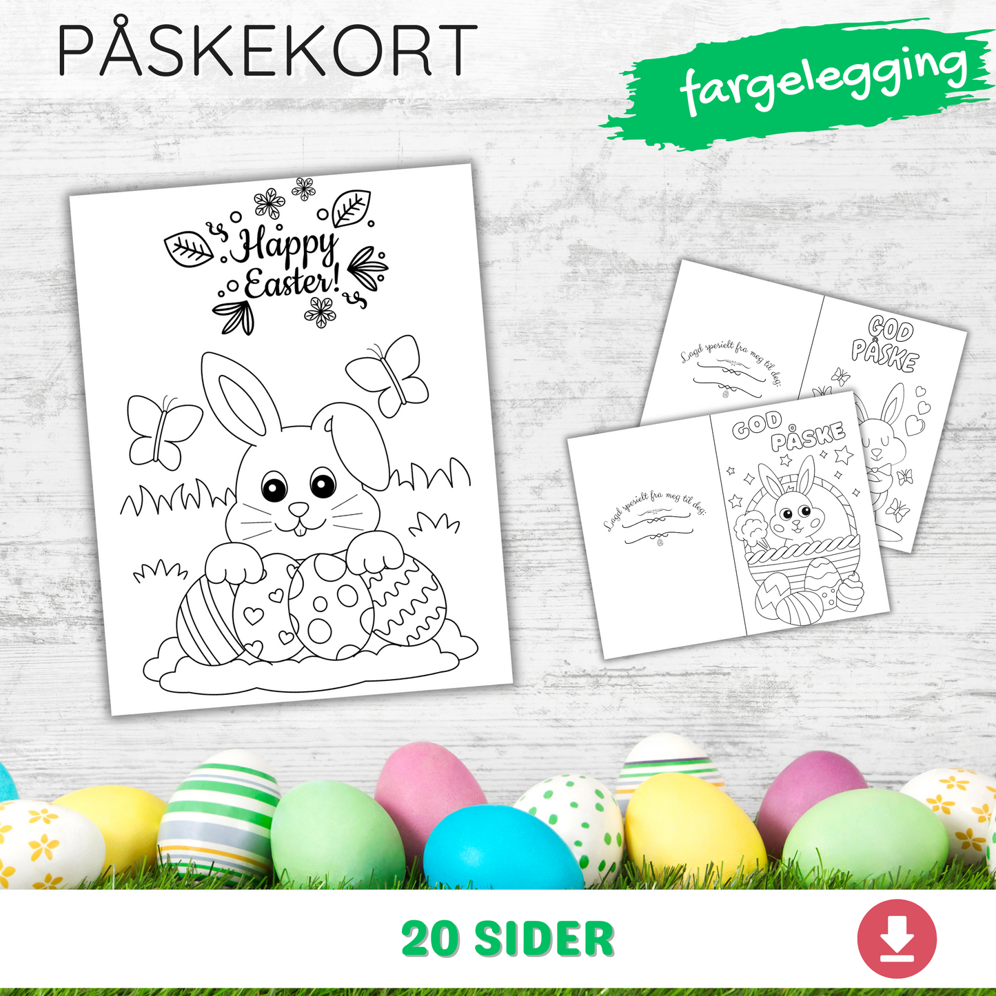 DIY påskekort – nedlastbare kort for å fargelegge og gi bort.