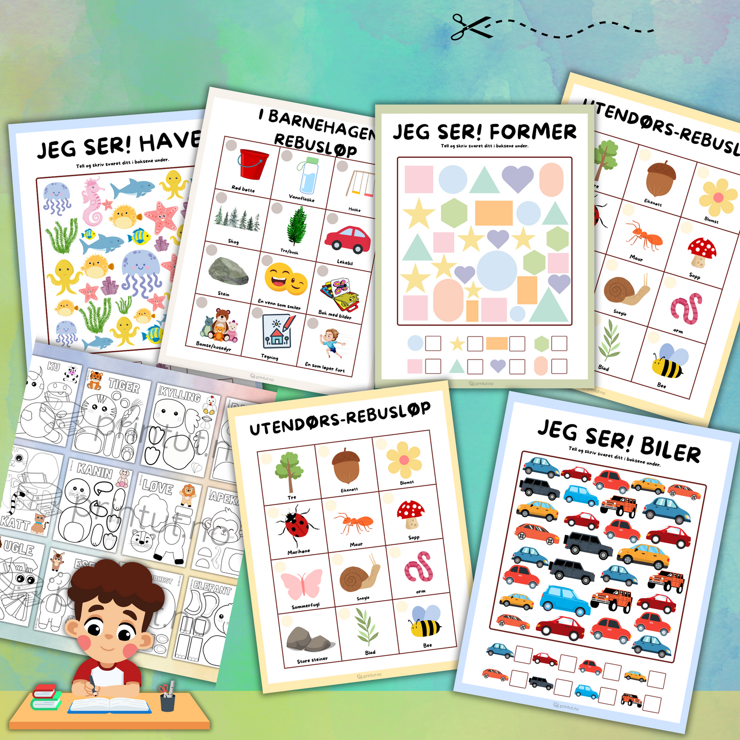 Lærerike og gøye ulike arebidsark for barn