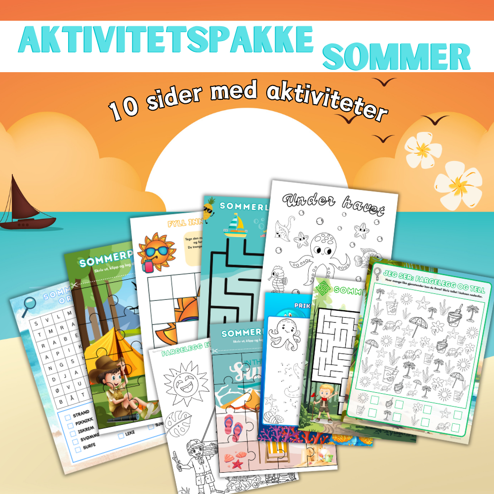 Sommeraktivitetspakke | Printbar moro for barn!