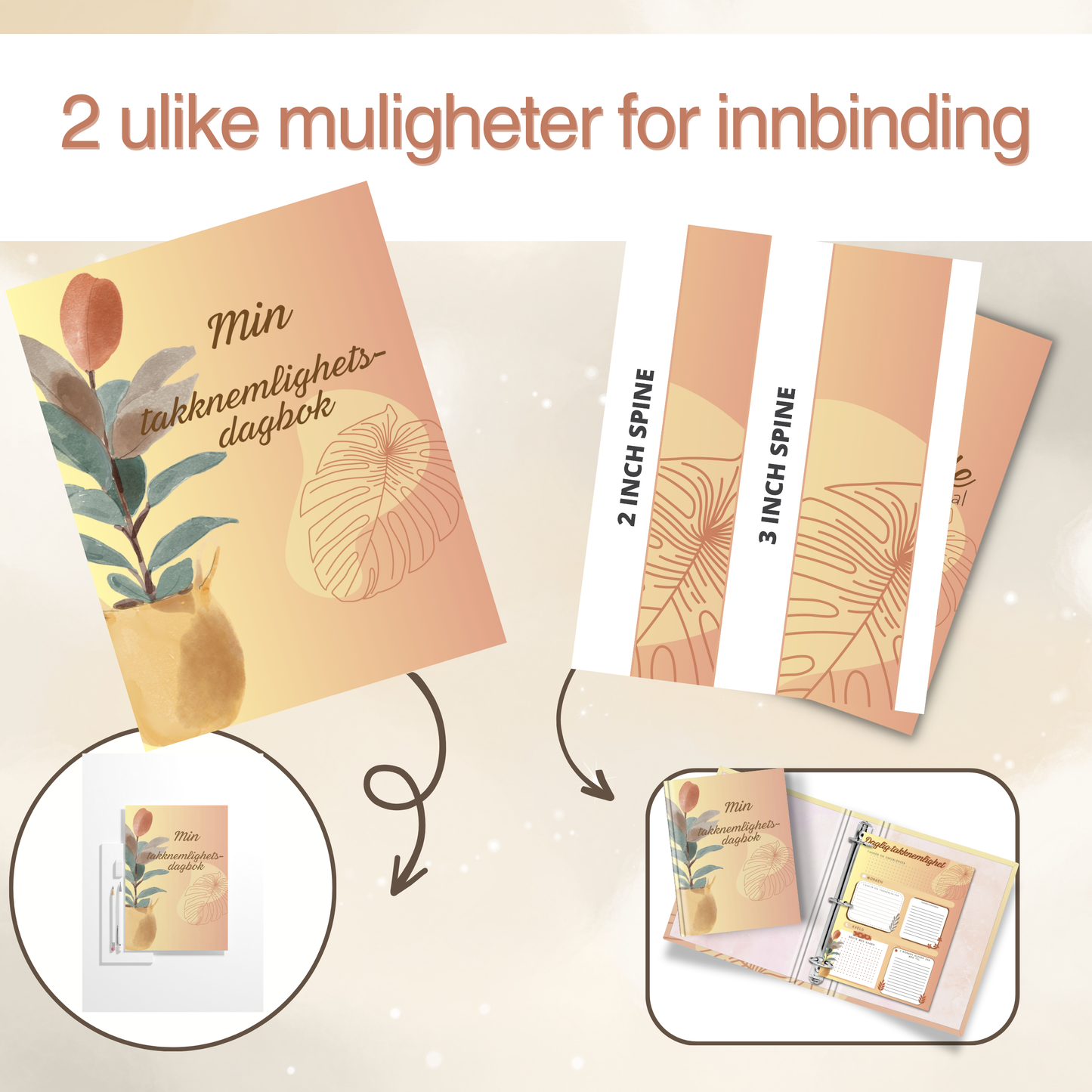 Takknemlighetsjournal i PDF-format – fremmer positiv tankegang og selvomsorg.