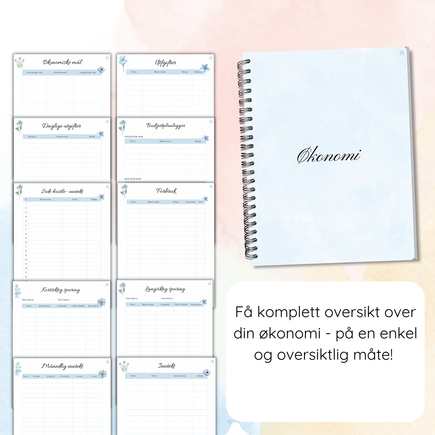 Eksempelside som viser en ukentlig planleggingsside fra planleggeren.