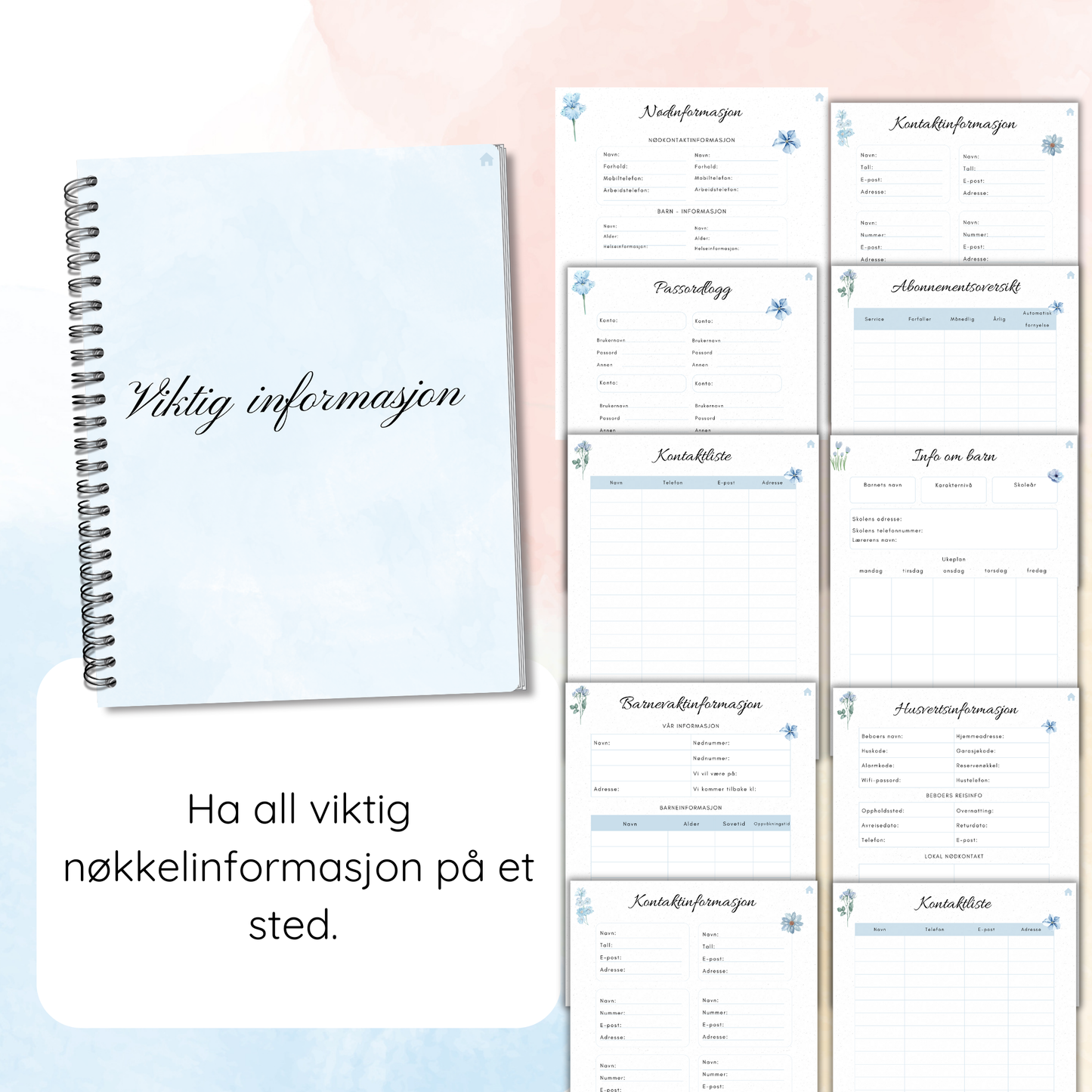 Helse- og treningsplan-side fra planleggeren med plass til mål og registreringer.