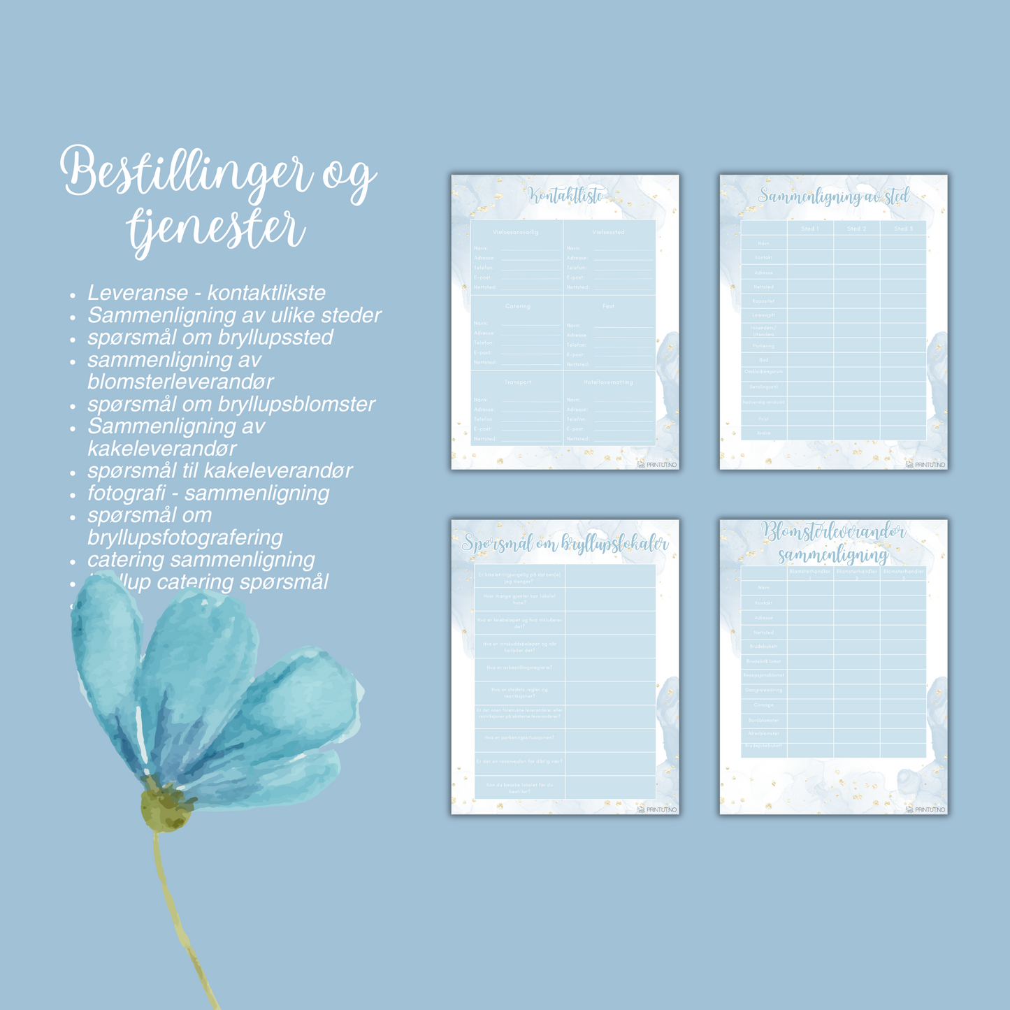 Budsjettoversikt-side fra bryllupsplanleggeren med detaljerte kostnadsposter.