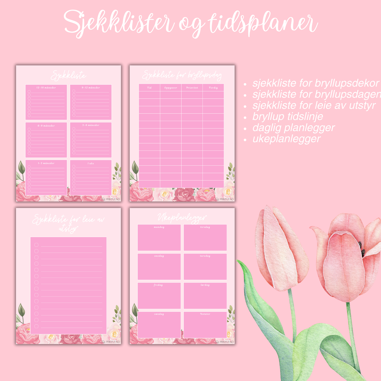 Budsjettoversikt-side fra bryllupsplanleggeren med detaljerte kostnadsposter.