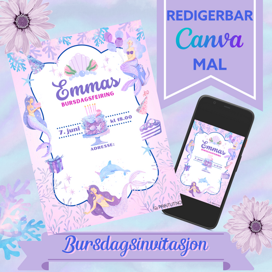 viser bursdagsinvitasjon på papir og på telefon