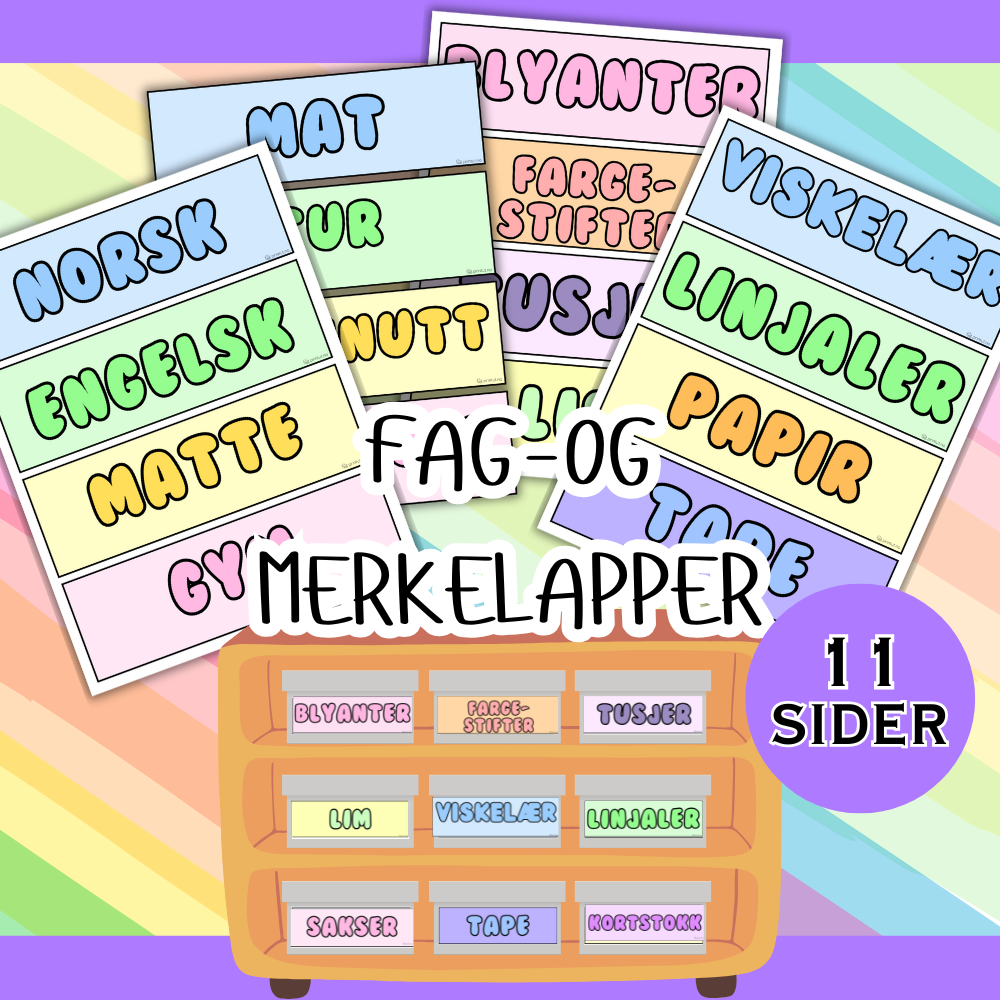 faglapper og merkelapper til klasserom