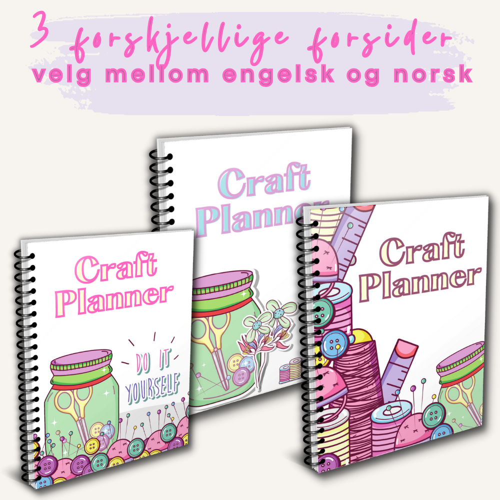 Eksempelside som viser årsplanleggeren med 3 ulike forsider.