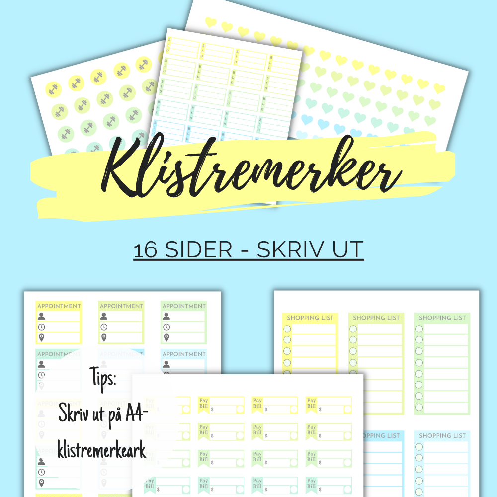klistremerker gult tema, 16 sider