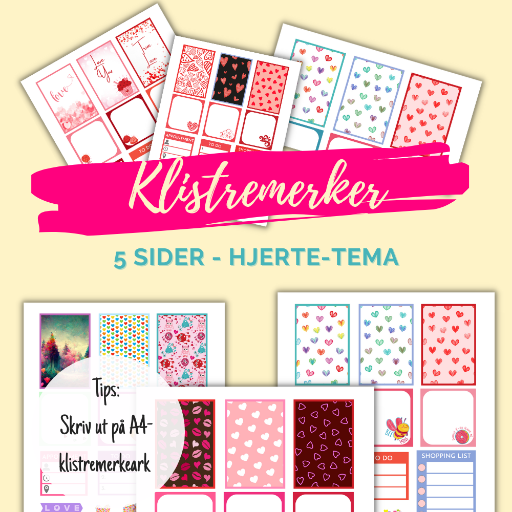 klistremerker i hjerte-tema