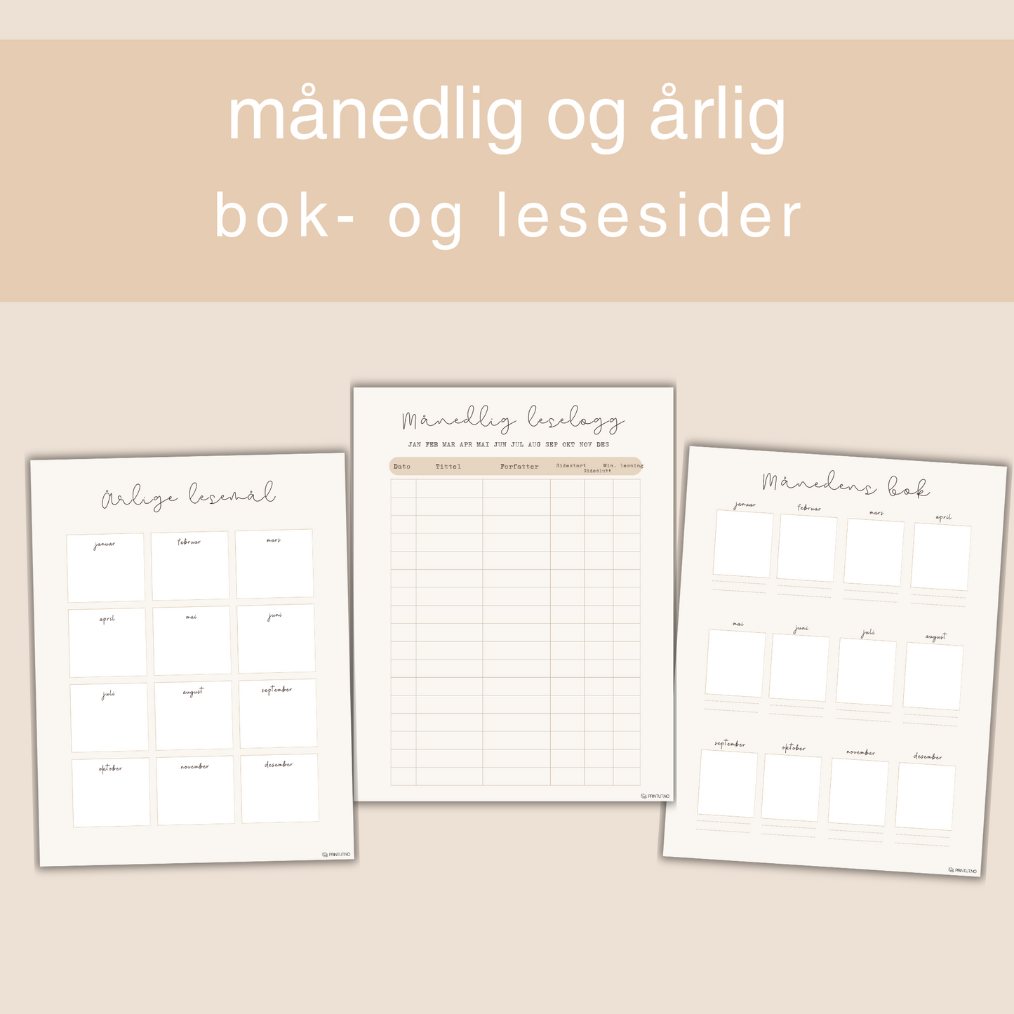 Side med leseutfordringer som oppmuntrer til å utforske nye sjangre og forfattere.
