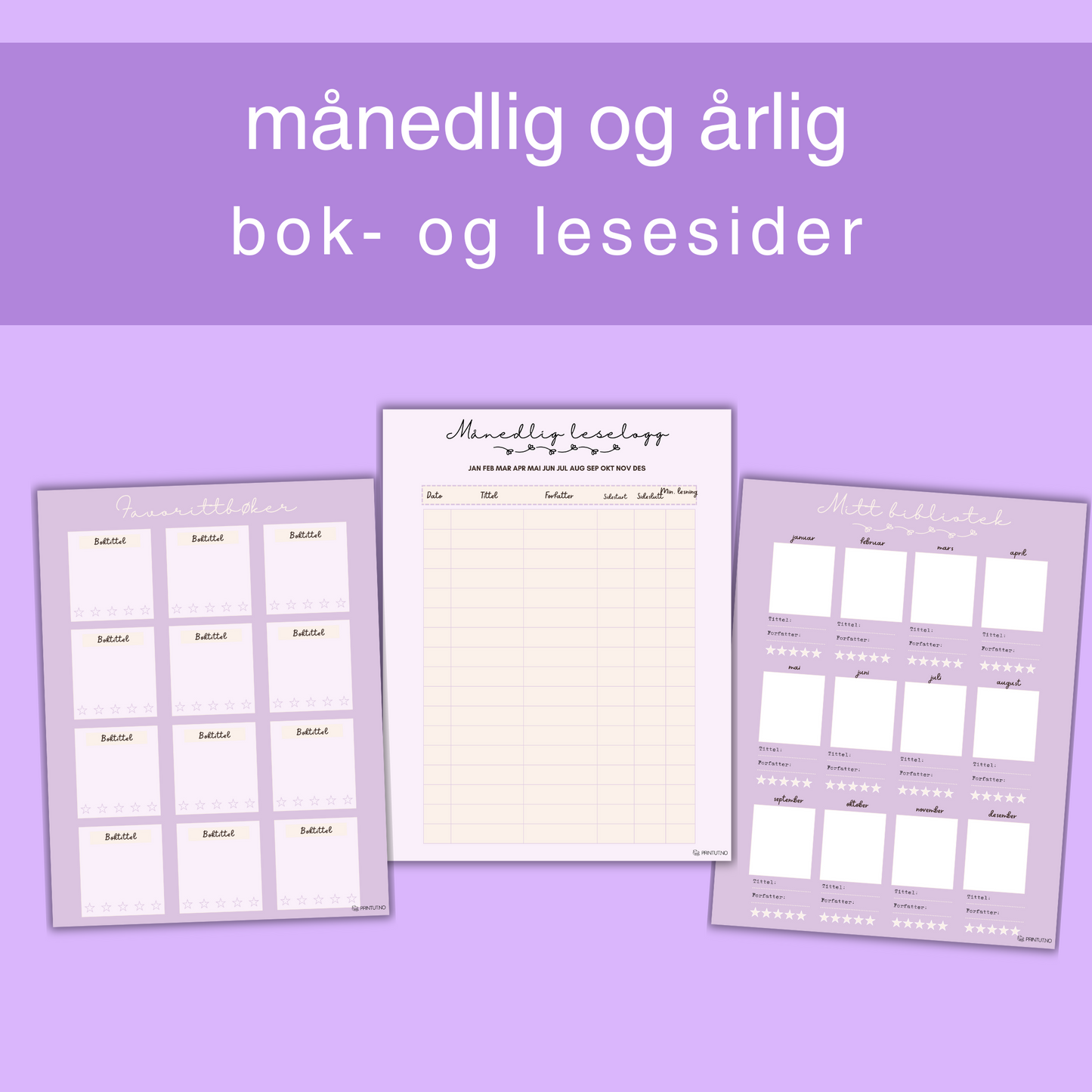 Side med leseutfordringer som oppmuntrer til å utforske nye sjangre og forfattere.