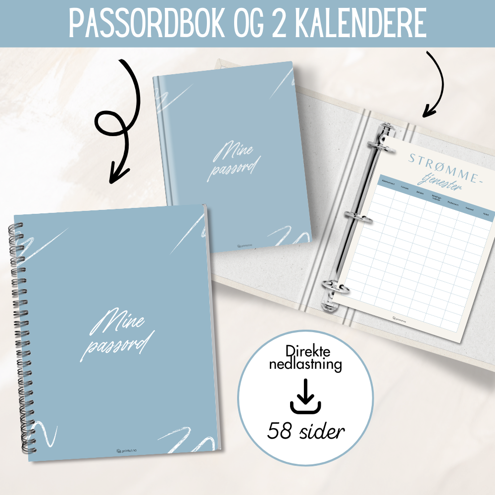 Oversikt over forsiden til passordboken