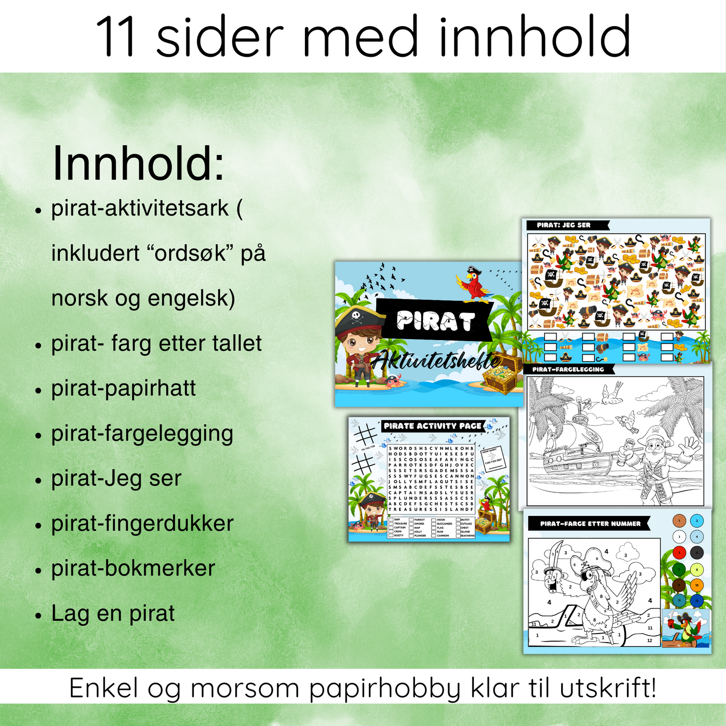 Side fra heftet med design ditt eget skattekart-aktivitet for barn.