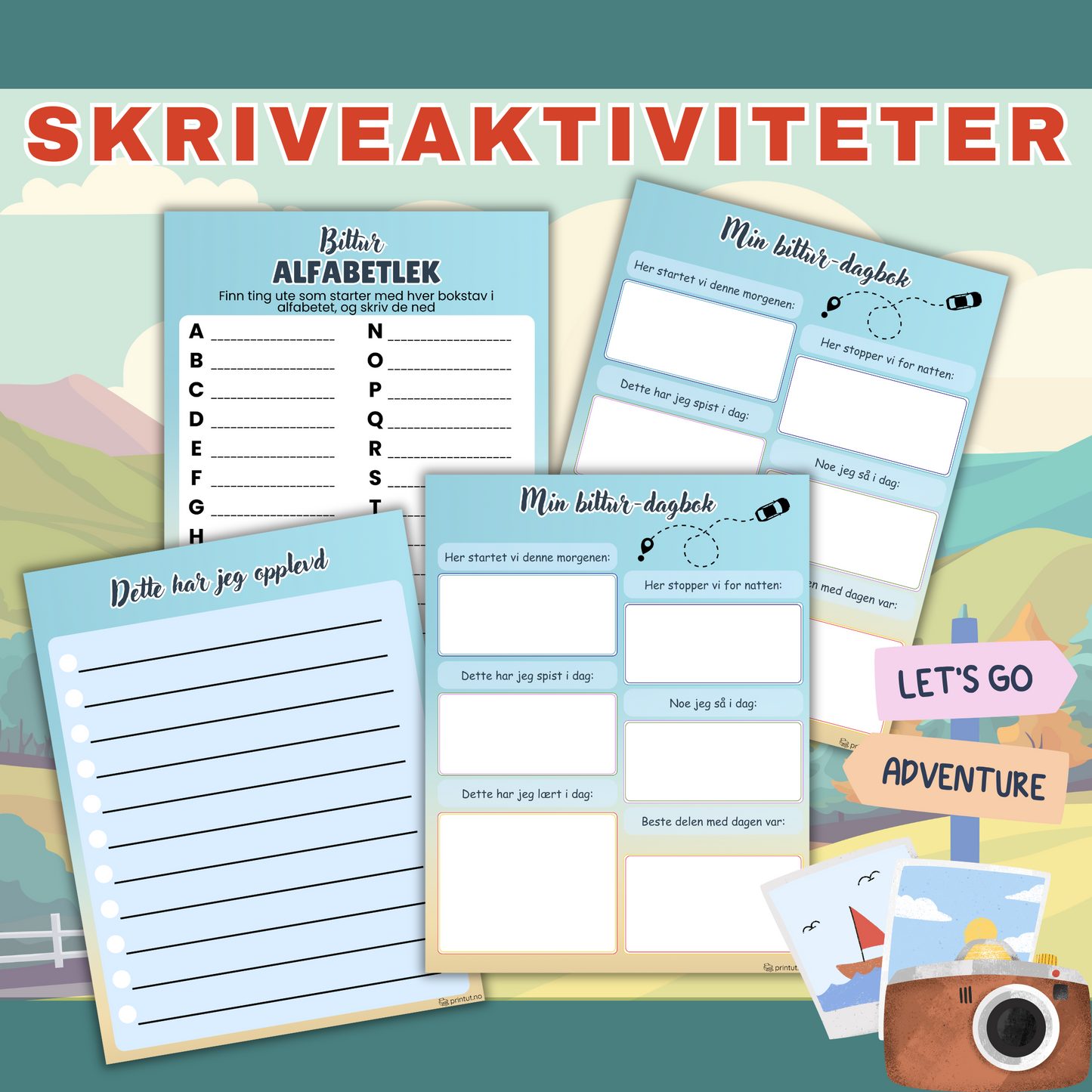 La barna skrive og være kreative på tur