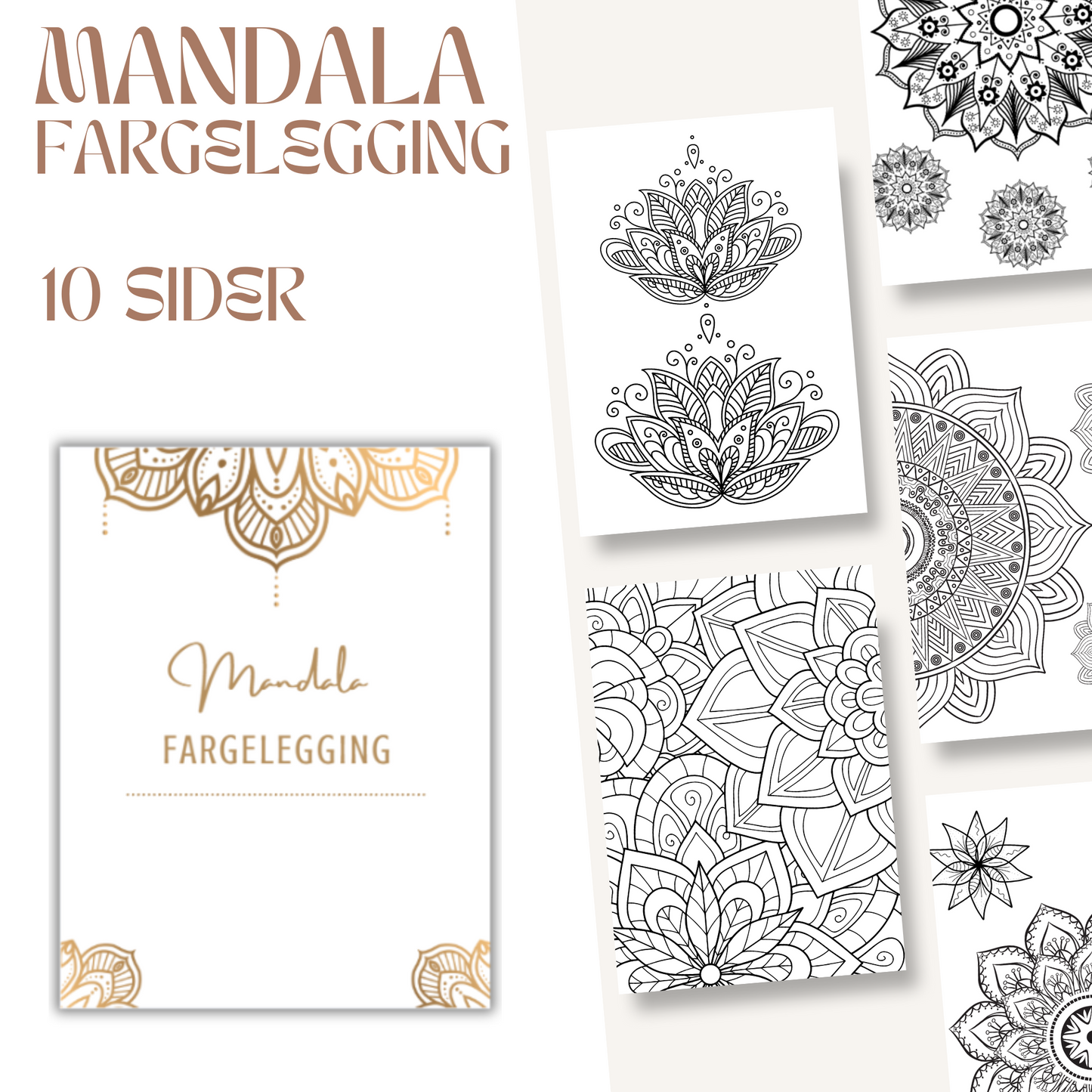 Fargelegging Mandala, 10 sider