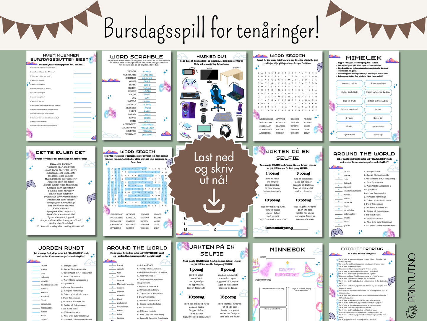 Bursdagsspill for tenåringer (gutt)