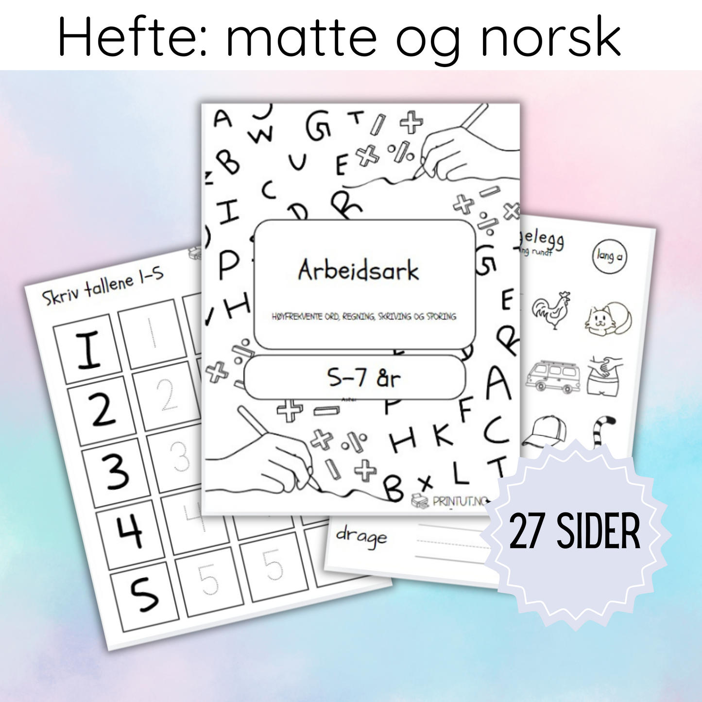 Arbeidshefte matte/norsk - 27 sider