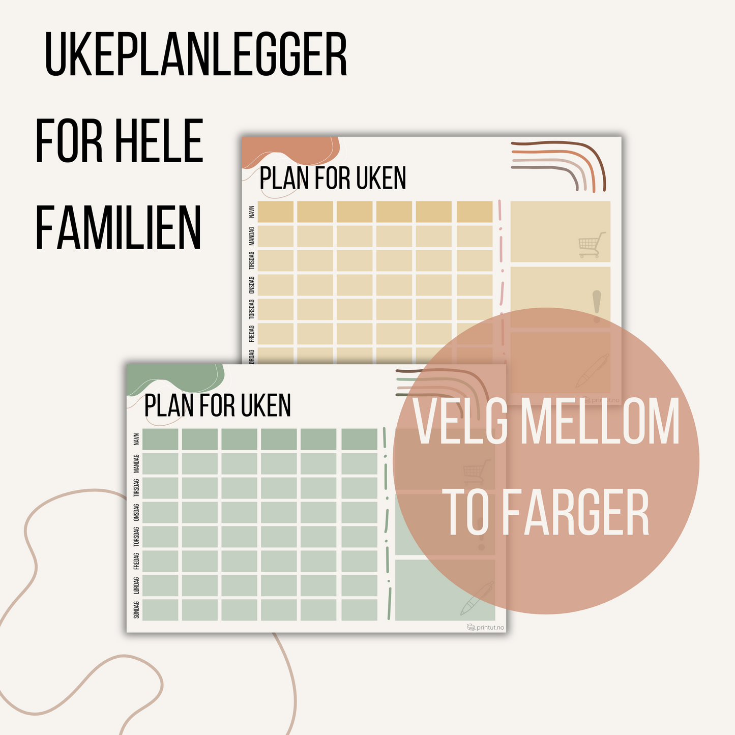 Familie-ukeplanlegger - 2 stk