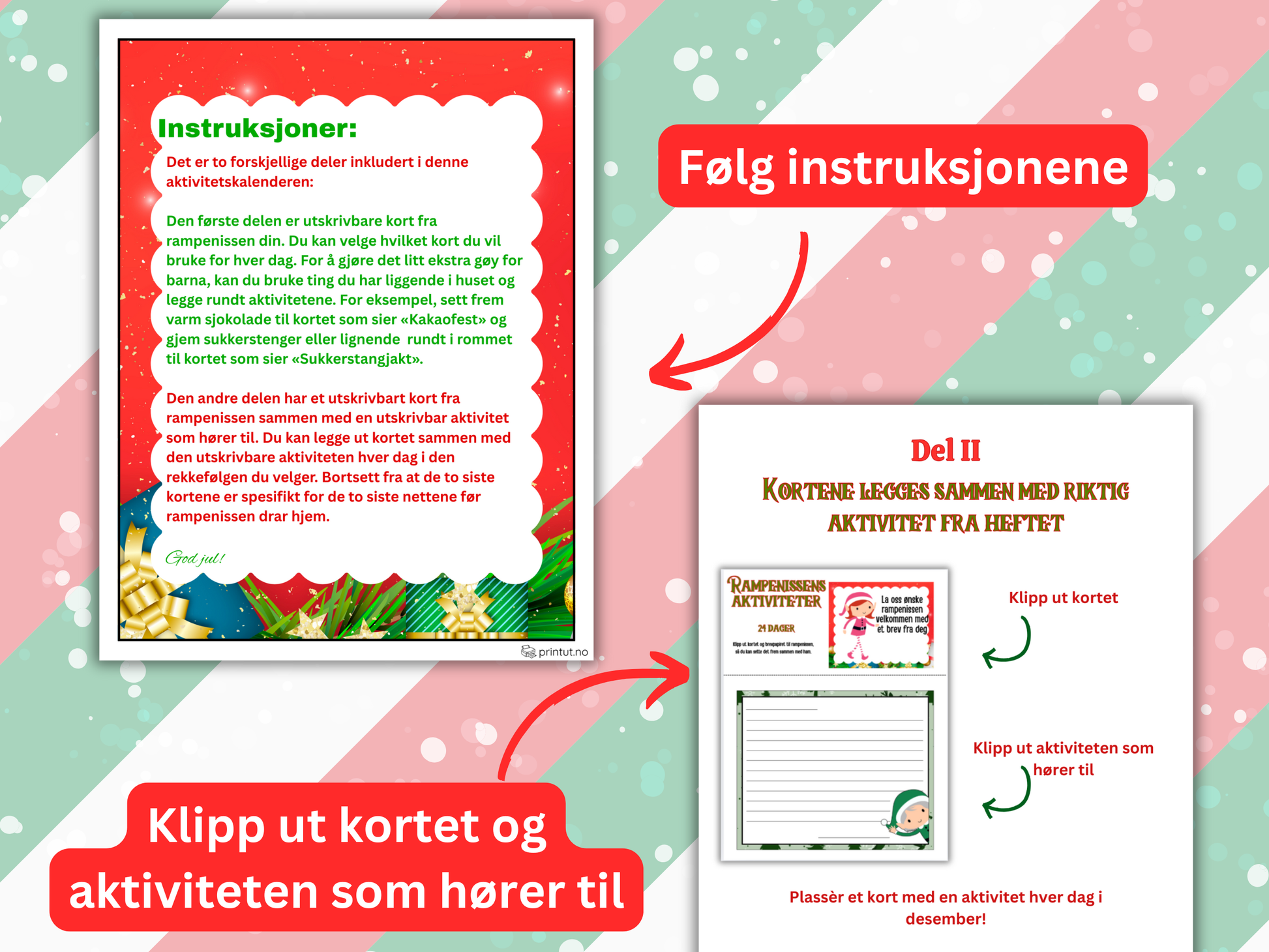 følger med instruksjoner for å bruke rampenissens julekalender