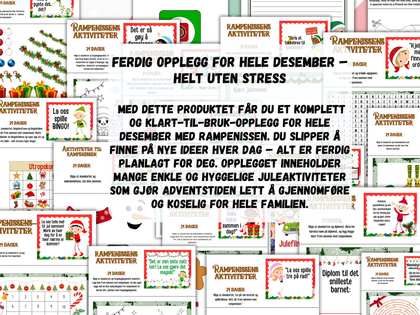 masse ulike aktiviteter man kan skrive ut for å ha et ferdig opplegg for hele desember