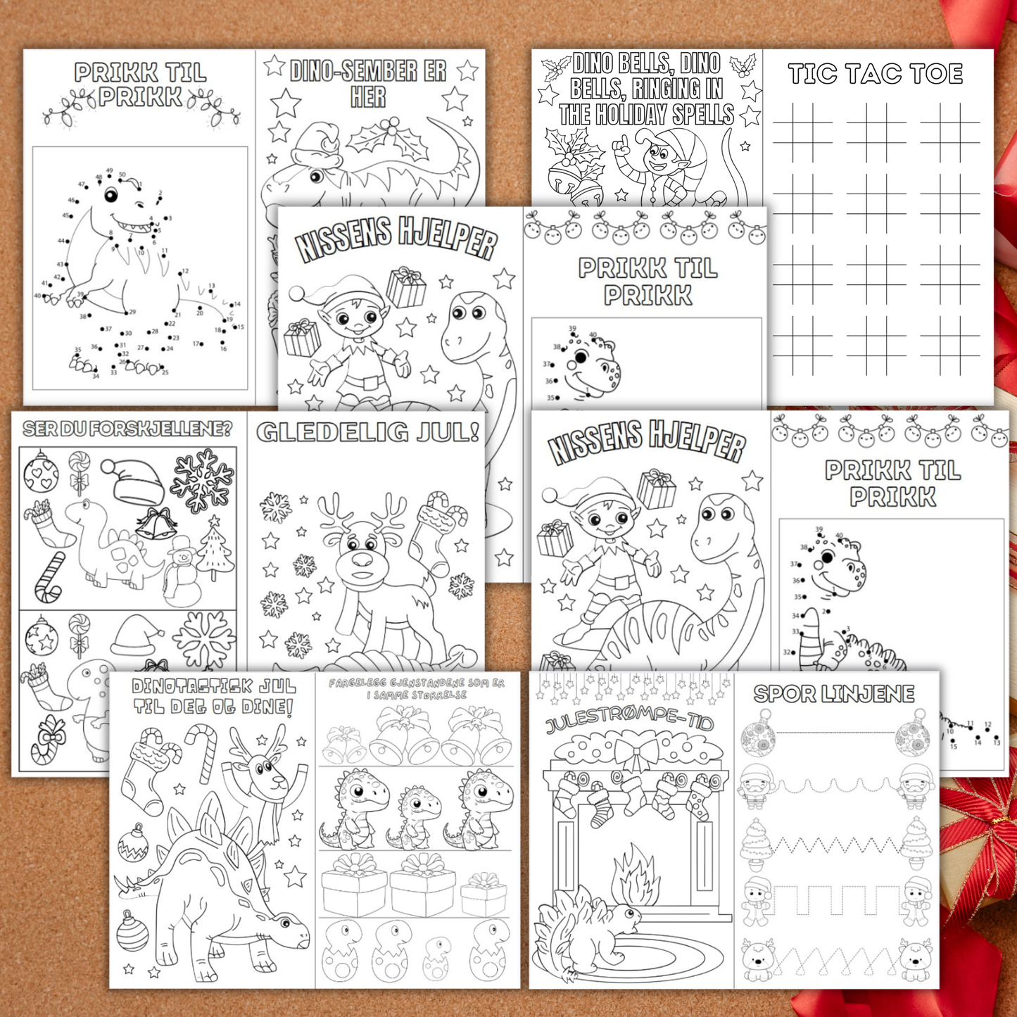 Julebok med dinosaur-tema