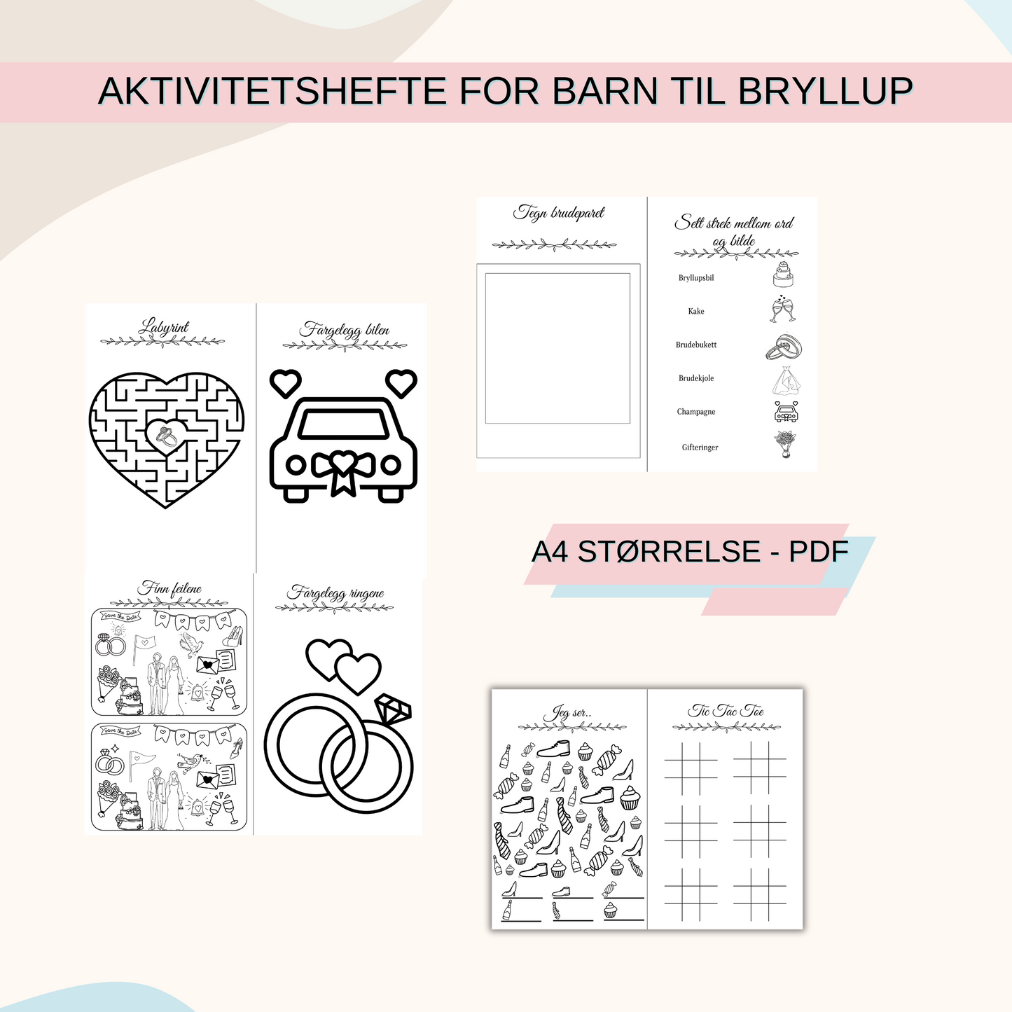 Aktivitetshefte til barn i bryllup