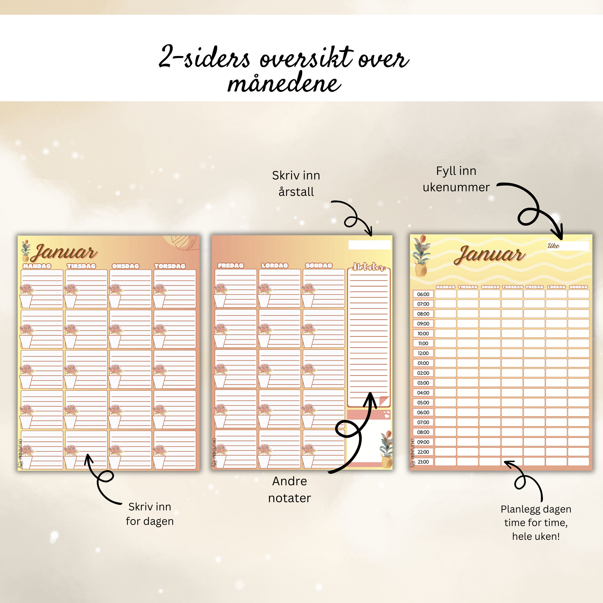 Fyll inn egen kalender, kan brukes igjen og igjen