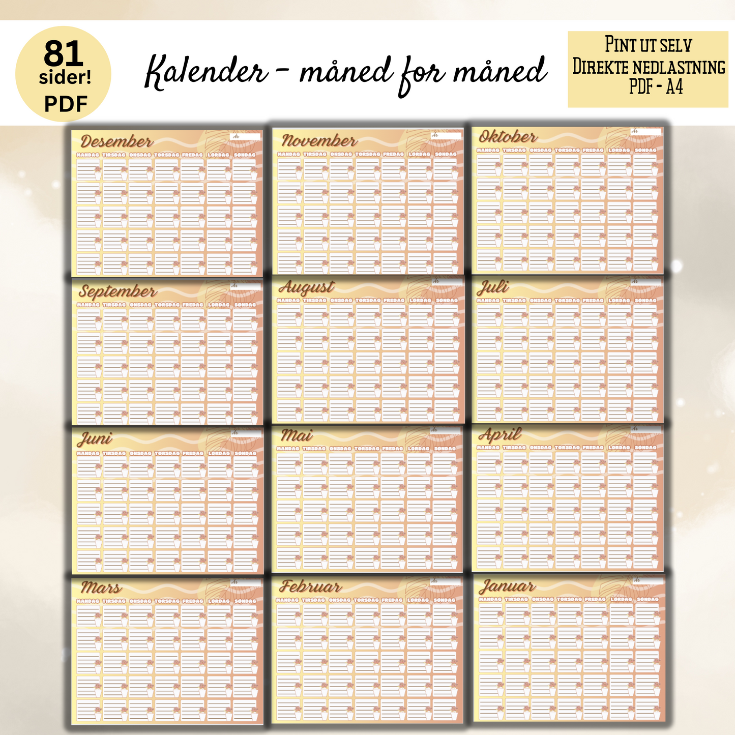 Kalender som kan brukes igjen og igjen!