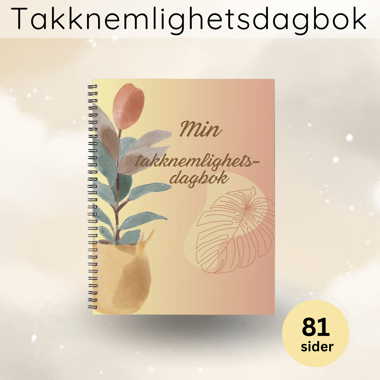 Printbar takknemlighetsdagbok – refleksjonsjournal for daglig positivitet og mental velvære.
