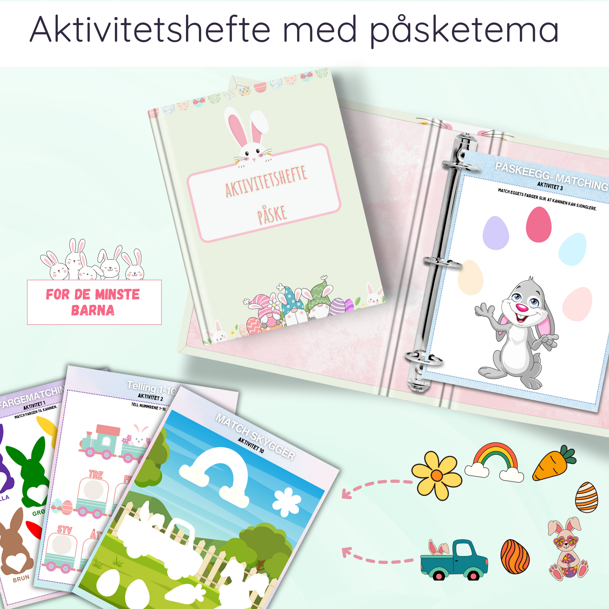 Printbart aktivitetshefte for småbarn – morsomme og lærerike oppgaver.
