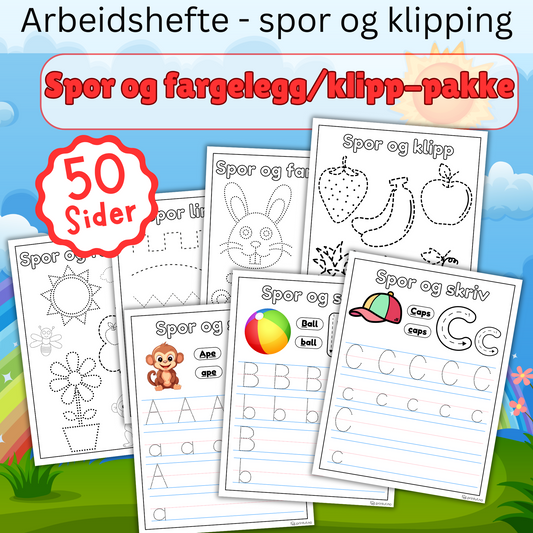  spor og klipp øvelser for barn, perfekt for motorisk trening.
