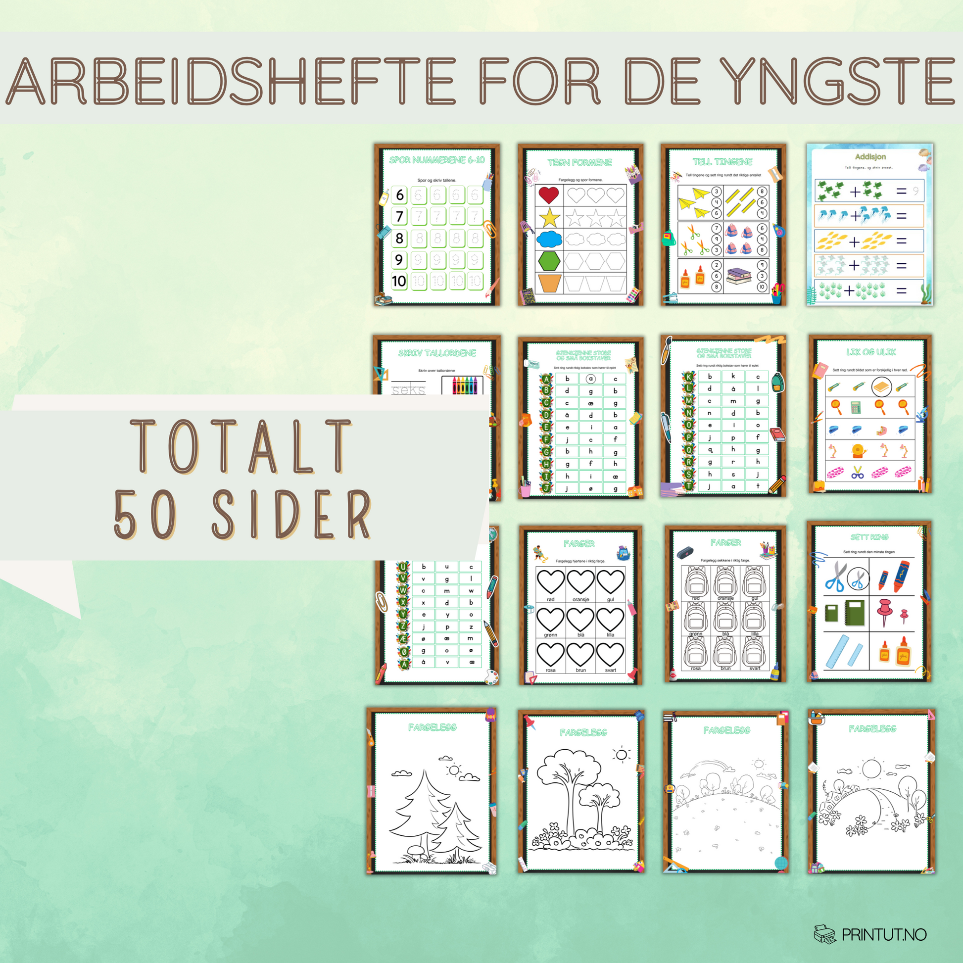 Eksempelside som viser en tallsporingsoppgave fra aktivitetsheftet.
