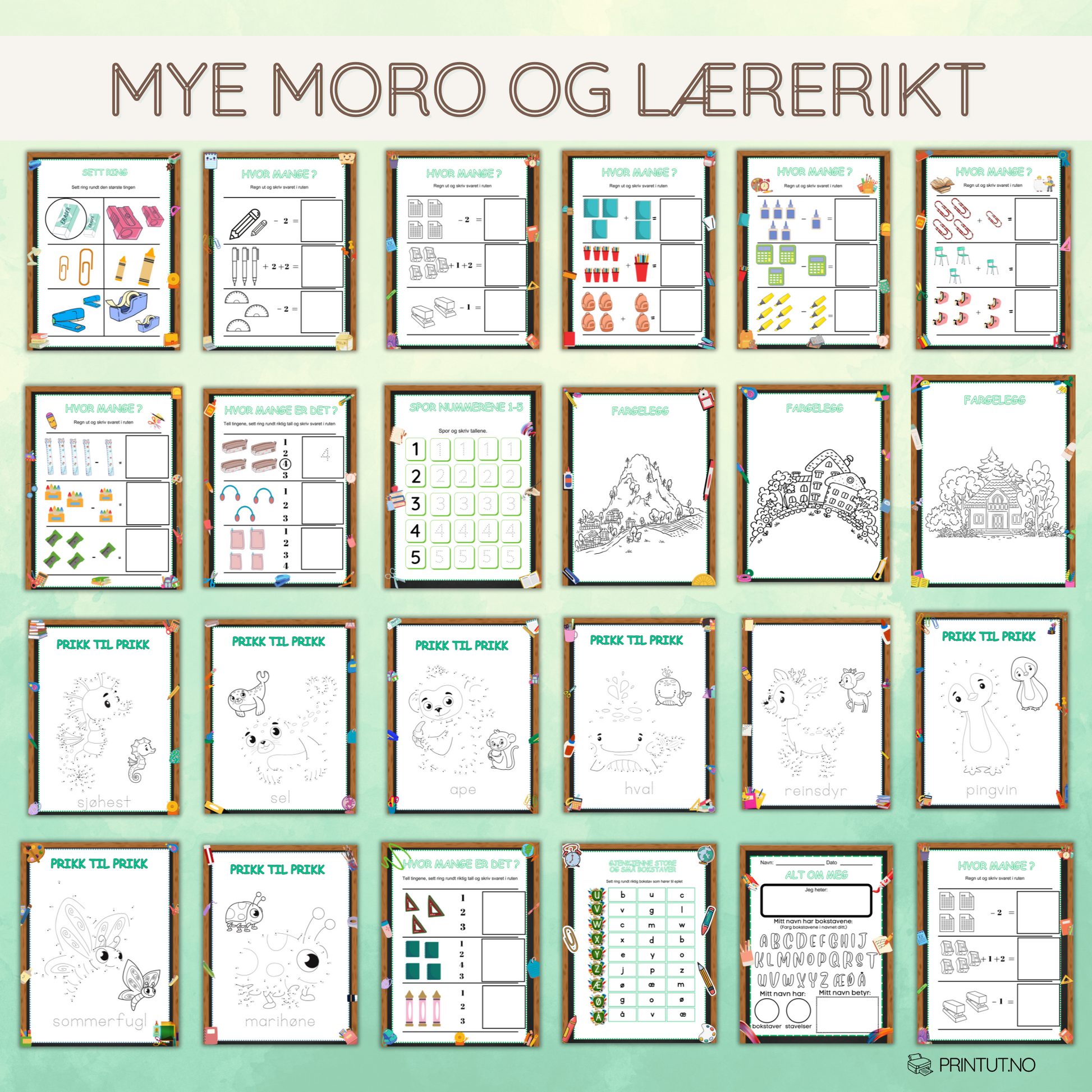 Prikk-til-prikk-oppgave med dyremotiv fra aktivitetsheftet.
