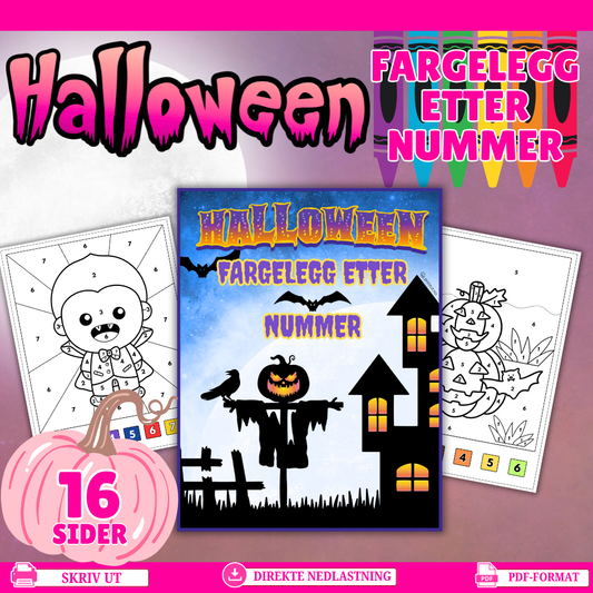 fargelegg etter tall halloween