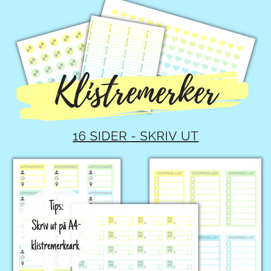 klistremerker gult tema, 16 sider