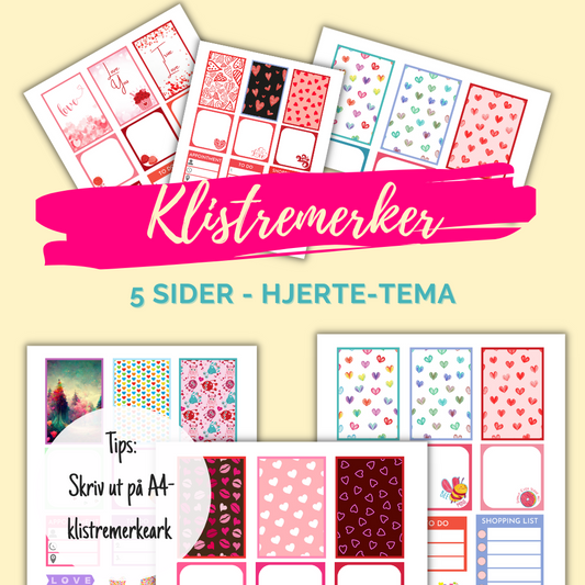 klistremerker i hjerte-tema