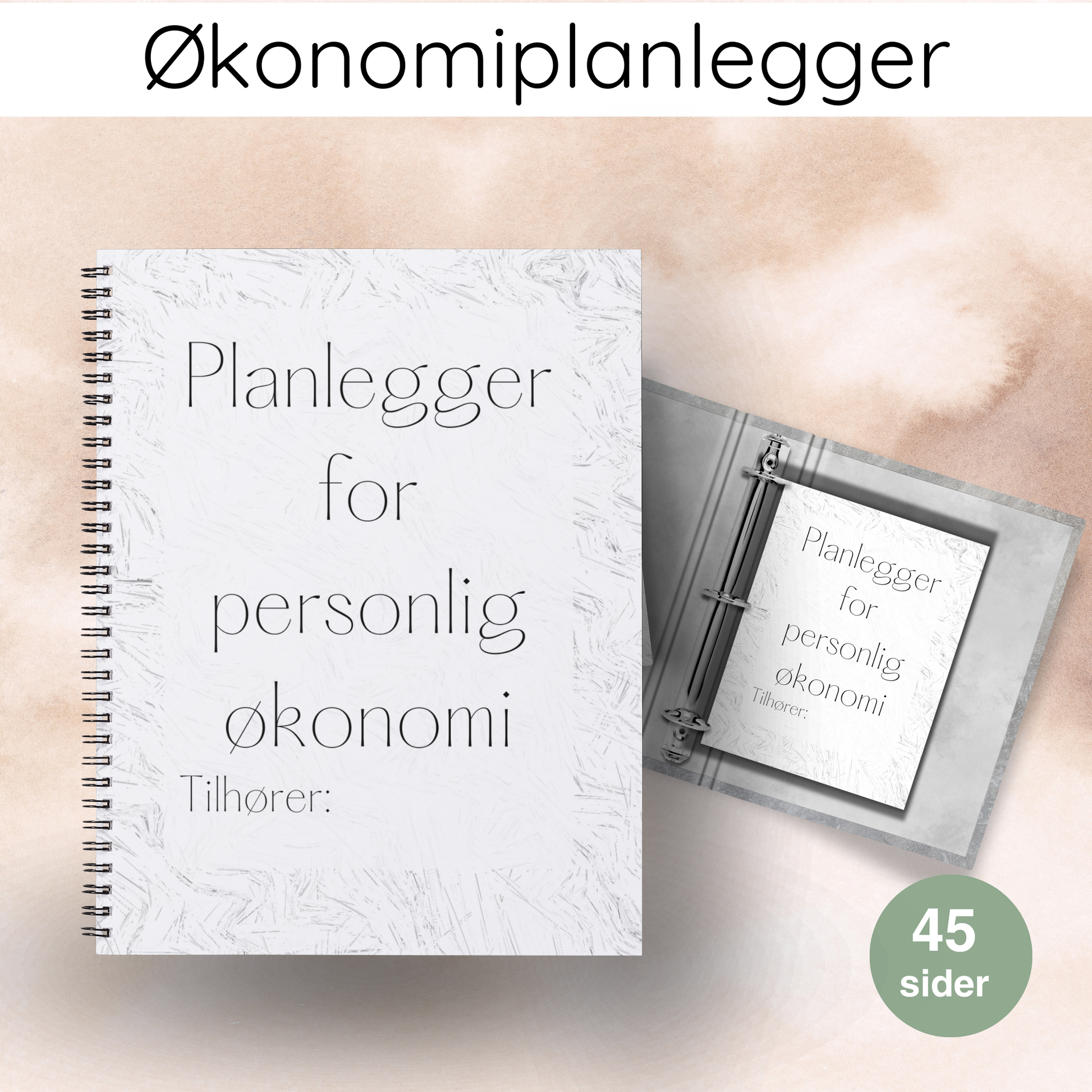 Forsiden av 'Planlegger økonomi år' med rent og oversiktlig design for budsjettering gjennom hele året.
